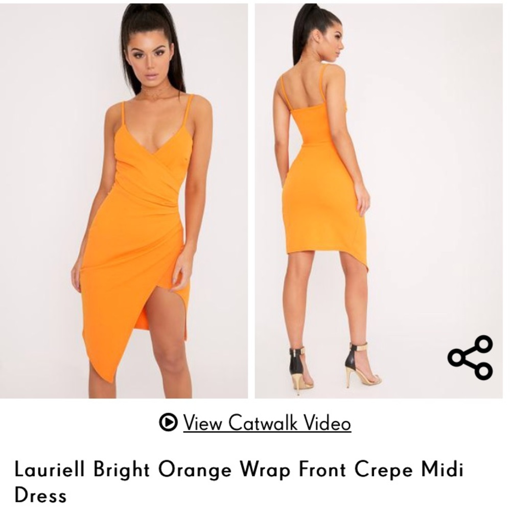 Orange Pretty Little Thing wrap dress